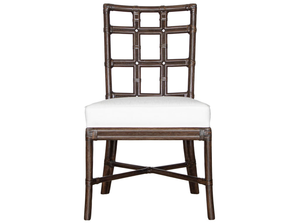 Seville Rattan Upholstered Armless Dining Side Chair