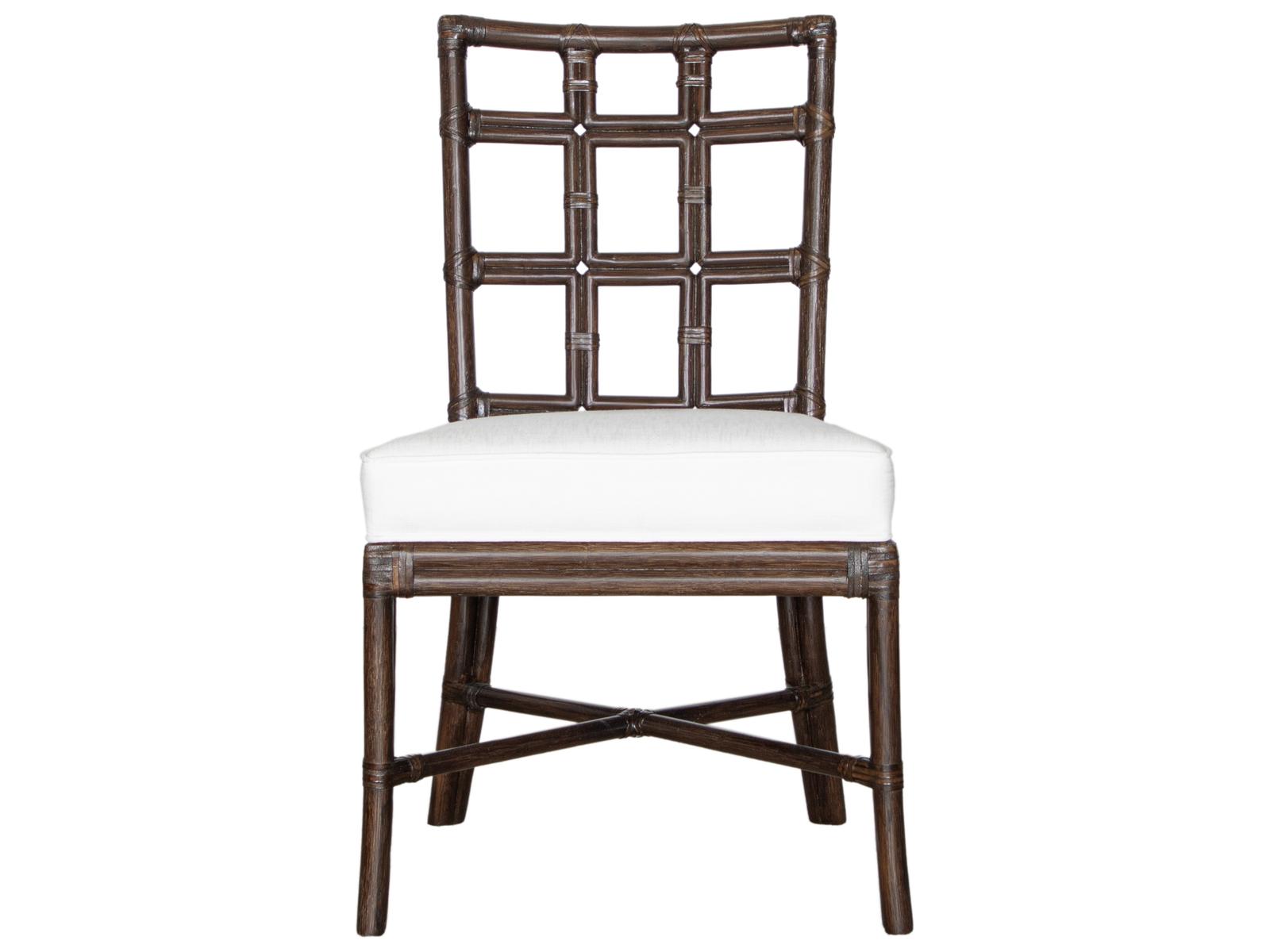 Seville Rattan Upholstered Armless Dining Side Chair