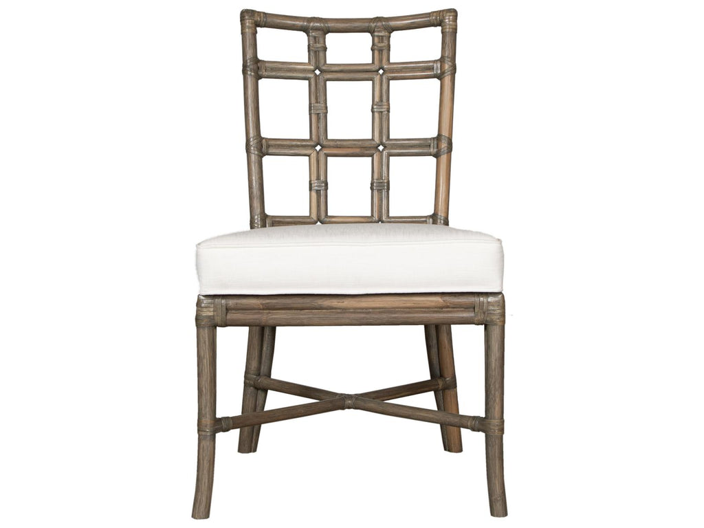 Seville Rattan Upholstered Armless Dining Side Chair