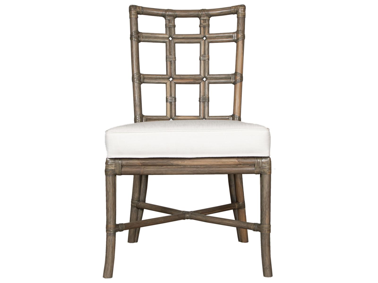 Seville Rattan Upholstered Armless Dining Side Chair