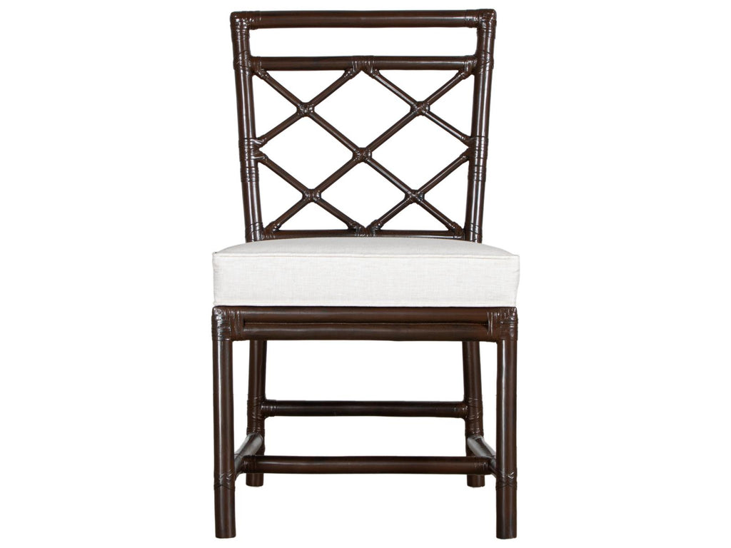 X And Diamond Rattan Upholstered Armless Dining Side Chair