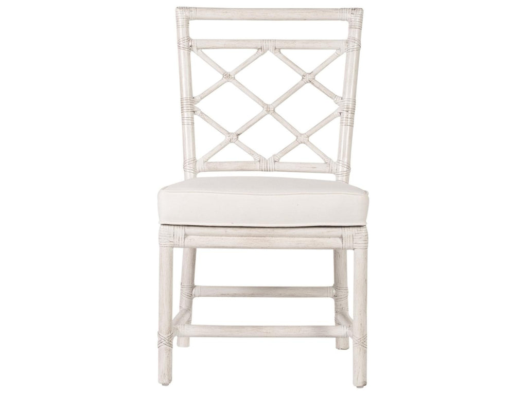 X And Diamond Rattan Upholstered Armless Dining Side Chair
