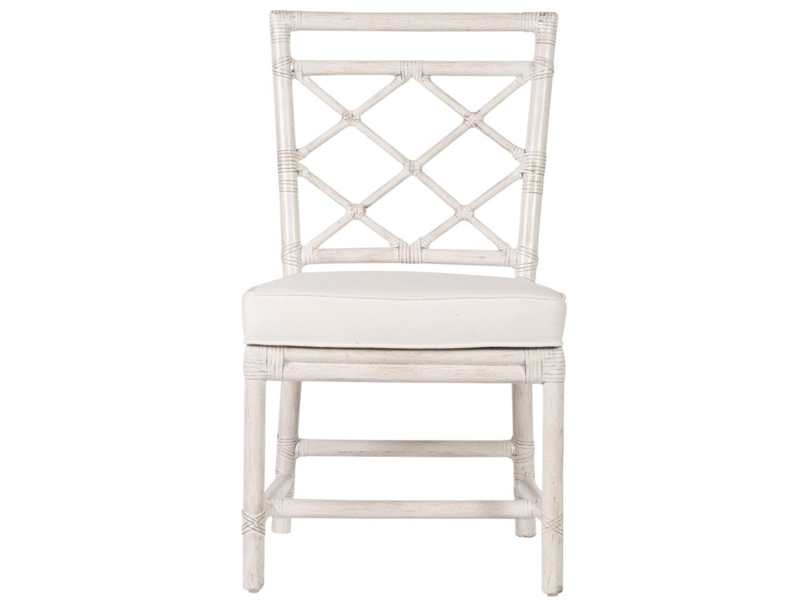 X And Diamond Rattan Upholstered Armless Dining Side Chair
