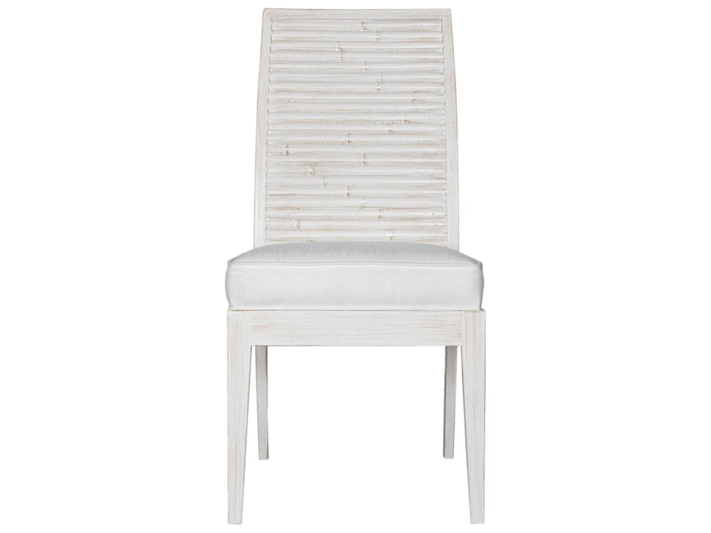 Stacked Bamboo Rattan Upholstered Armless Dining Chair