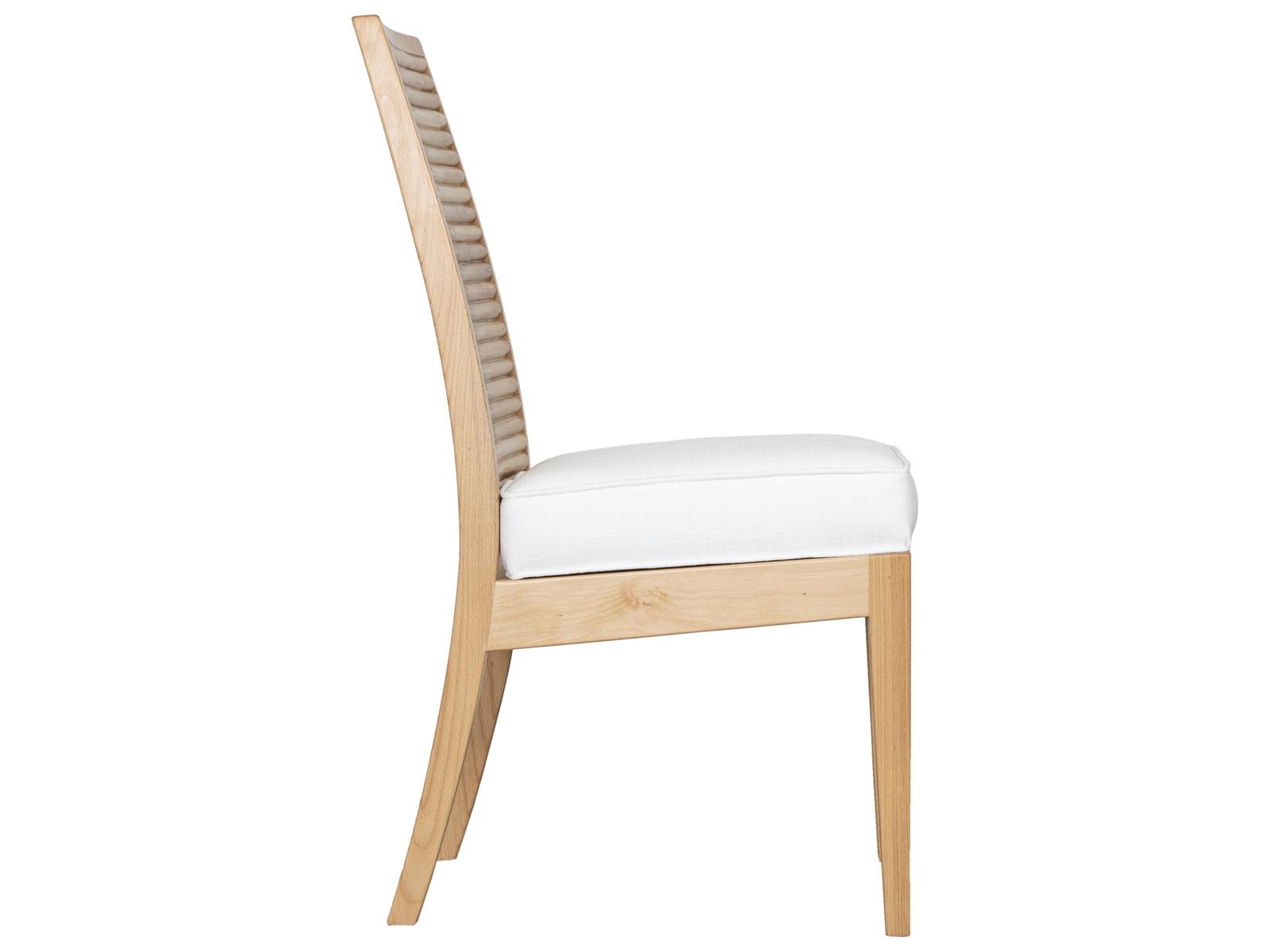 Stacked Bamboo Rattan Upholstered Armless Dining Chair