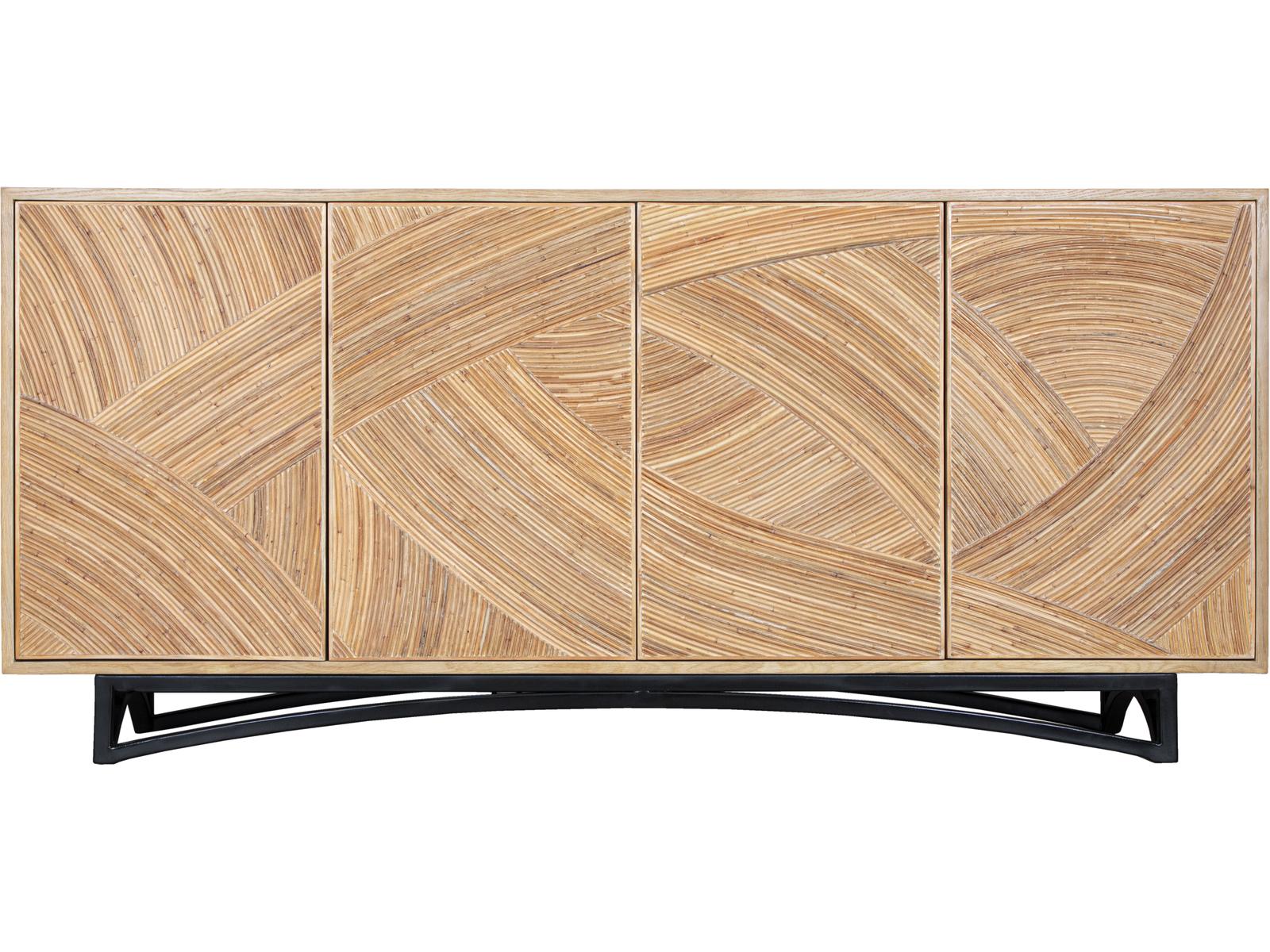Swirl Rattan Console Table with Storage
