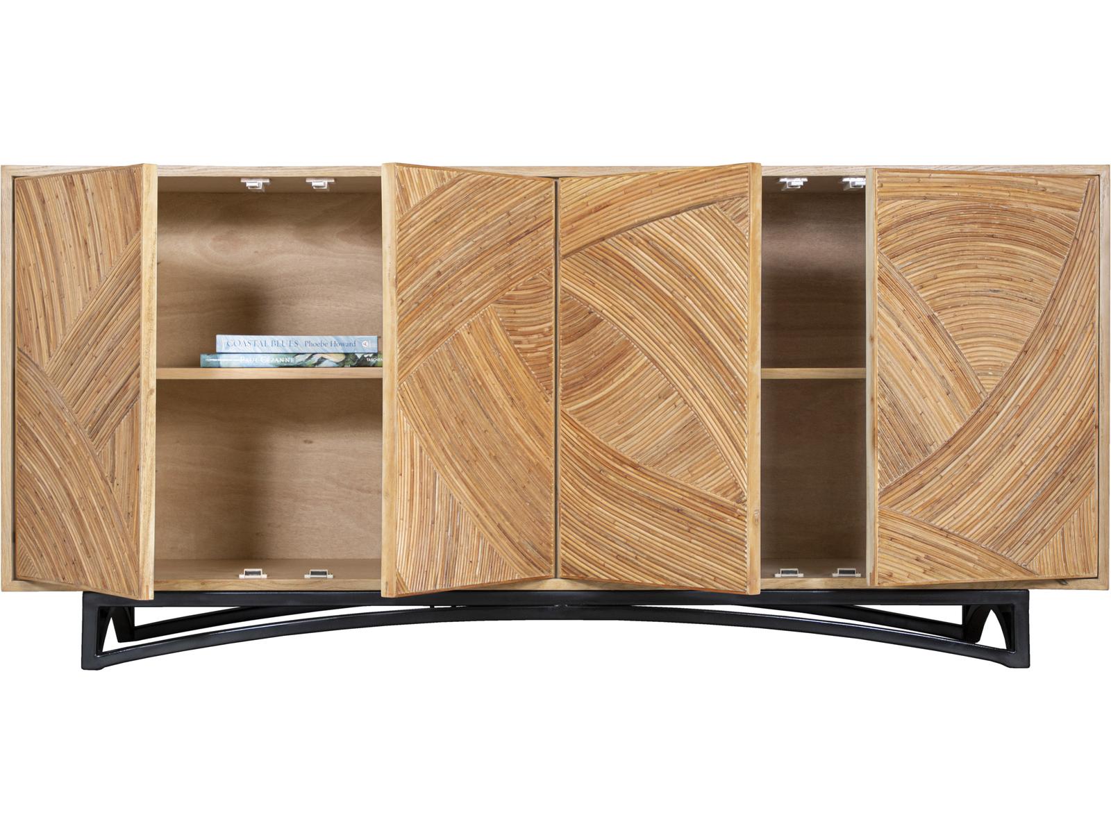 Swirl Rattan Console Table with Storage