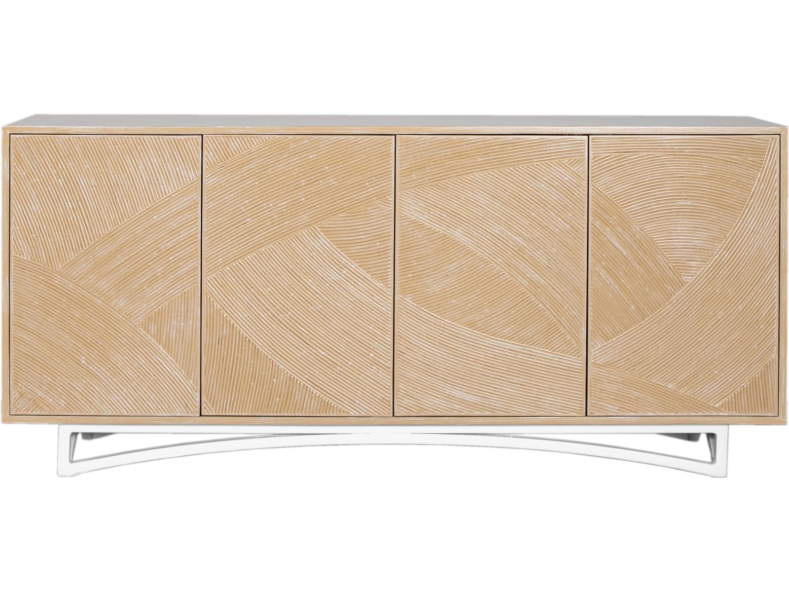 Swirl Rattan Console Table with Storage