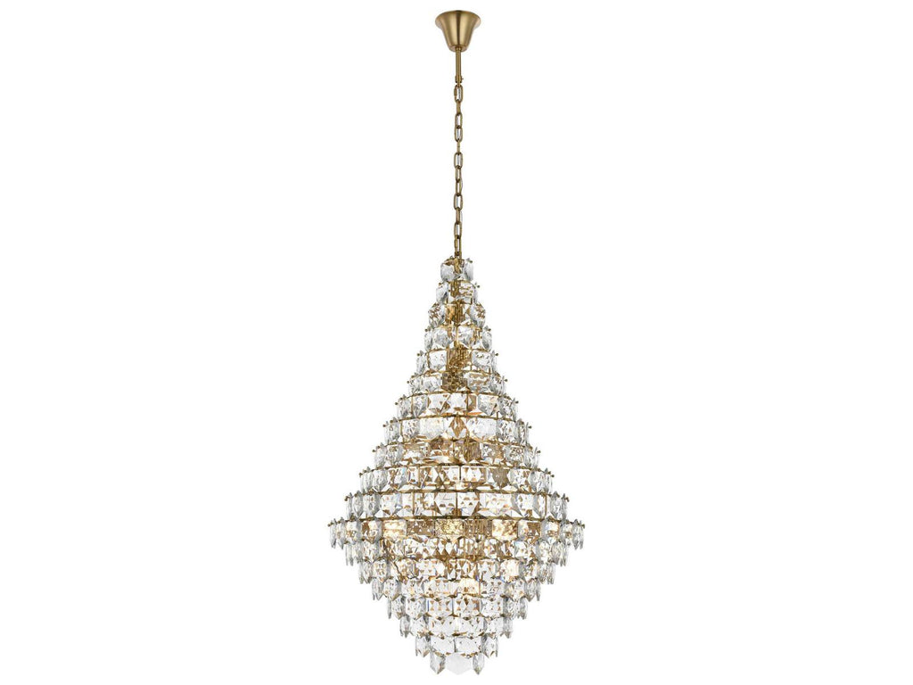 Elegant Lighting Adaline 38-Light Tiered Chandelier in Satin Gold with Clear Crystal