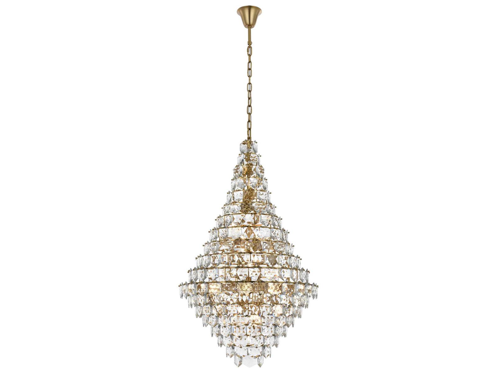 Elegant Lighting Adaline 38-Light Tiered Chandelier in Satin Gold with Clear Crystal