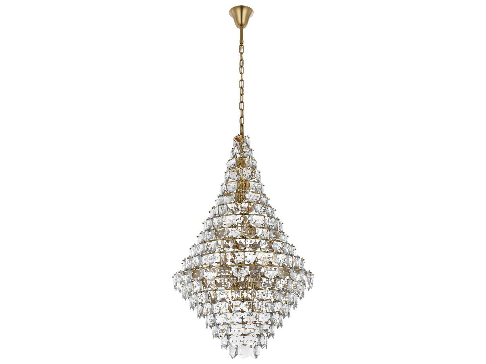 Elegant Lighting Adaline 38-Light Tiered Chandelier in Satin Gold with Clear Crystal