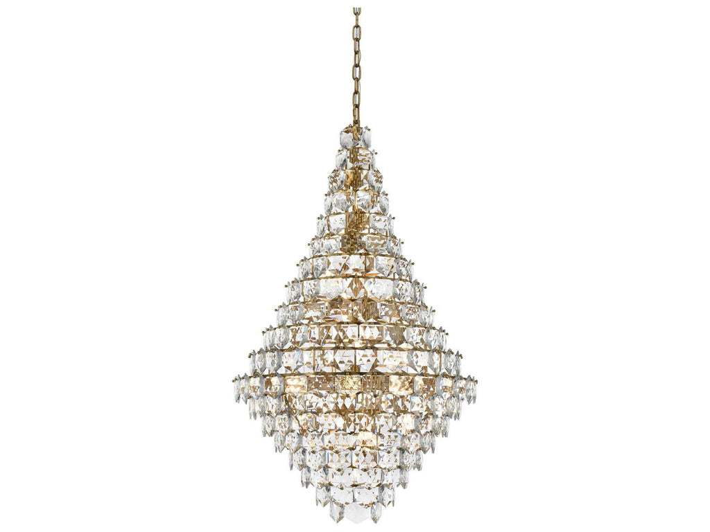 Elegant Lighting Adaline 38-Light Tiered Chandelier in Satin Gold with Clear Crystal