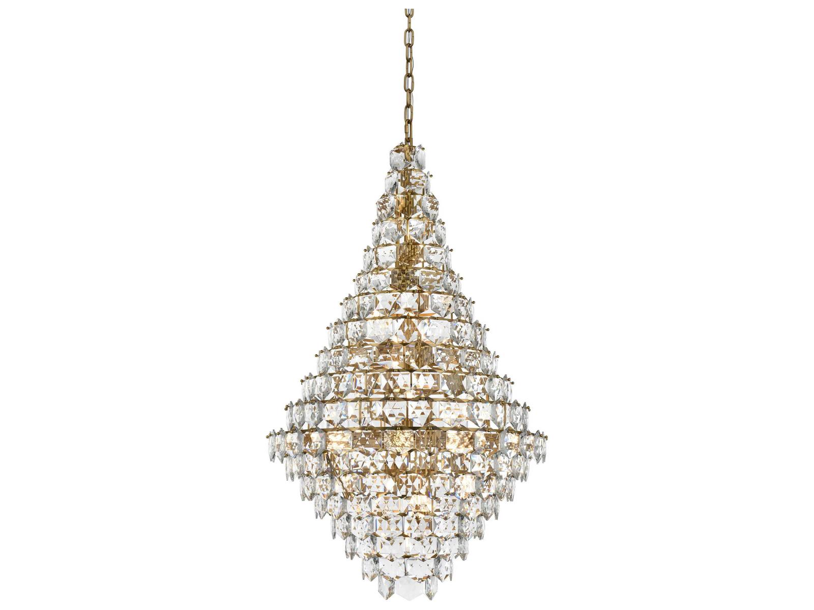 Elegant Lighting Adaline 38-Light Tiered Chandelier in Satin Gold with Clear Crystal