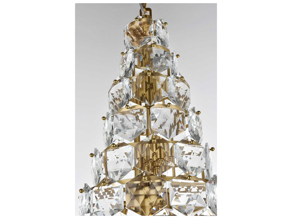Elegant Lighting Adaline 38-Light Tiered Chandelier in Satin Gold with Clear Crystal