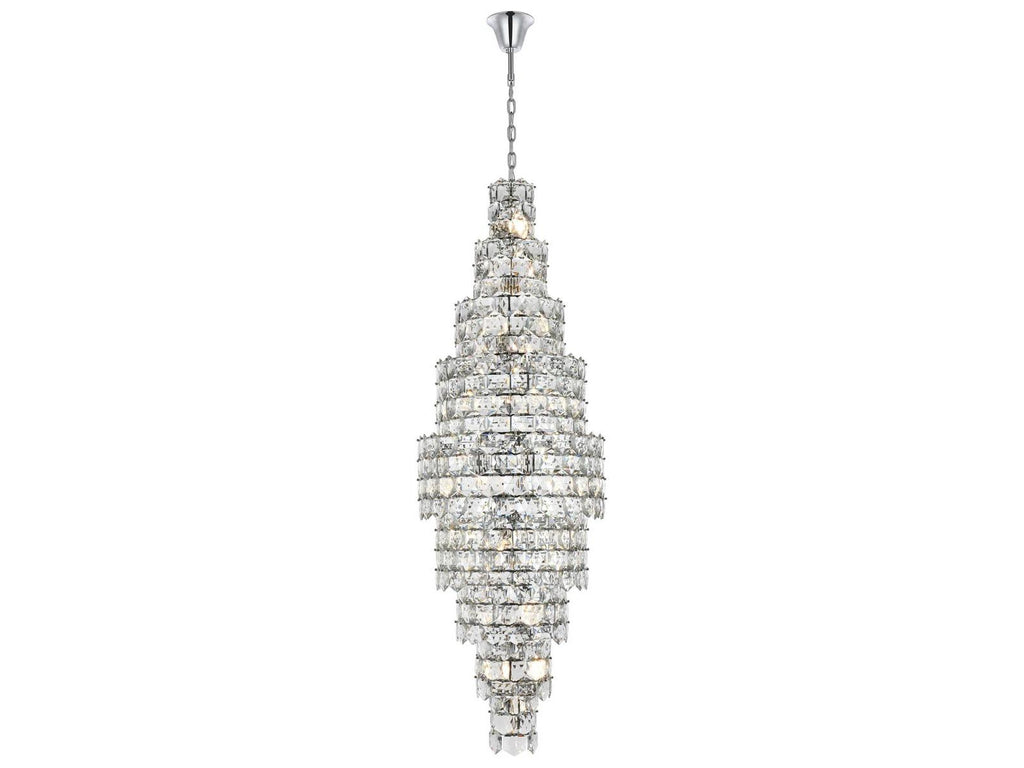 Elegant Lighting 41-Light Adaline Tiered Chandelier in Chrome with Clear Crystal
