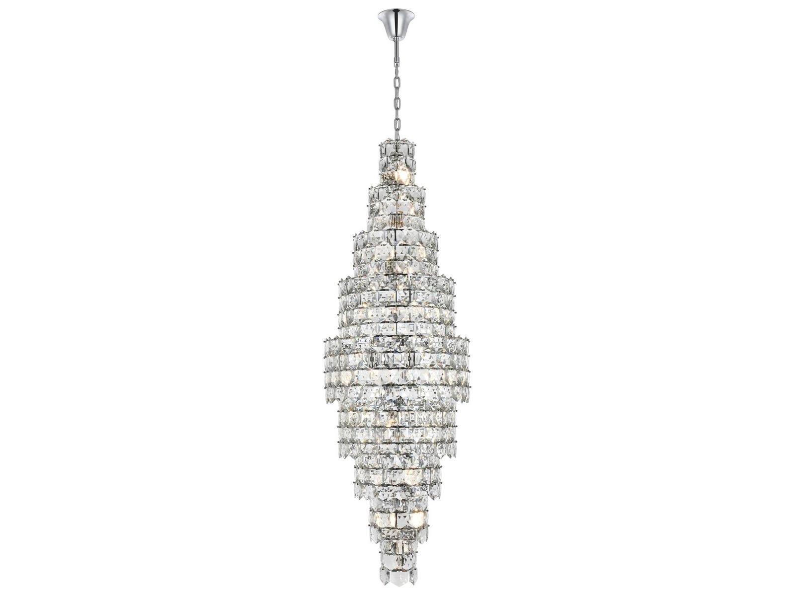 Elegant Lighting 41-Light Adaline Tiered Chandelier in Chrome with Clear Crystal