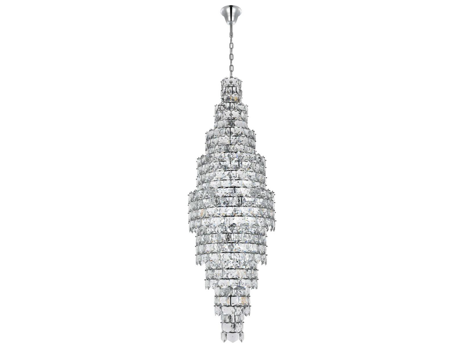 Elegant Lighting 41-Light Adaline Tiered Chandelier in Chrome with Clear Crystal