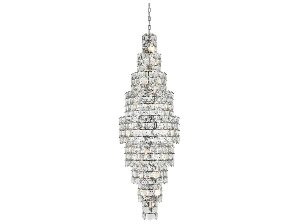 Elegant Lighting 41-Light Adaline Tiered Chandelier in Chrome with Clear Crystal