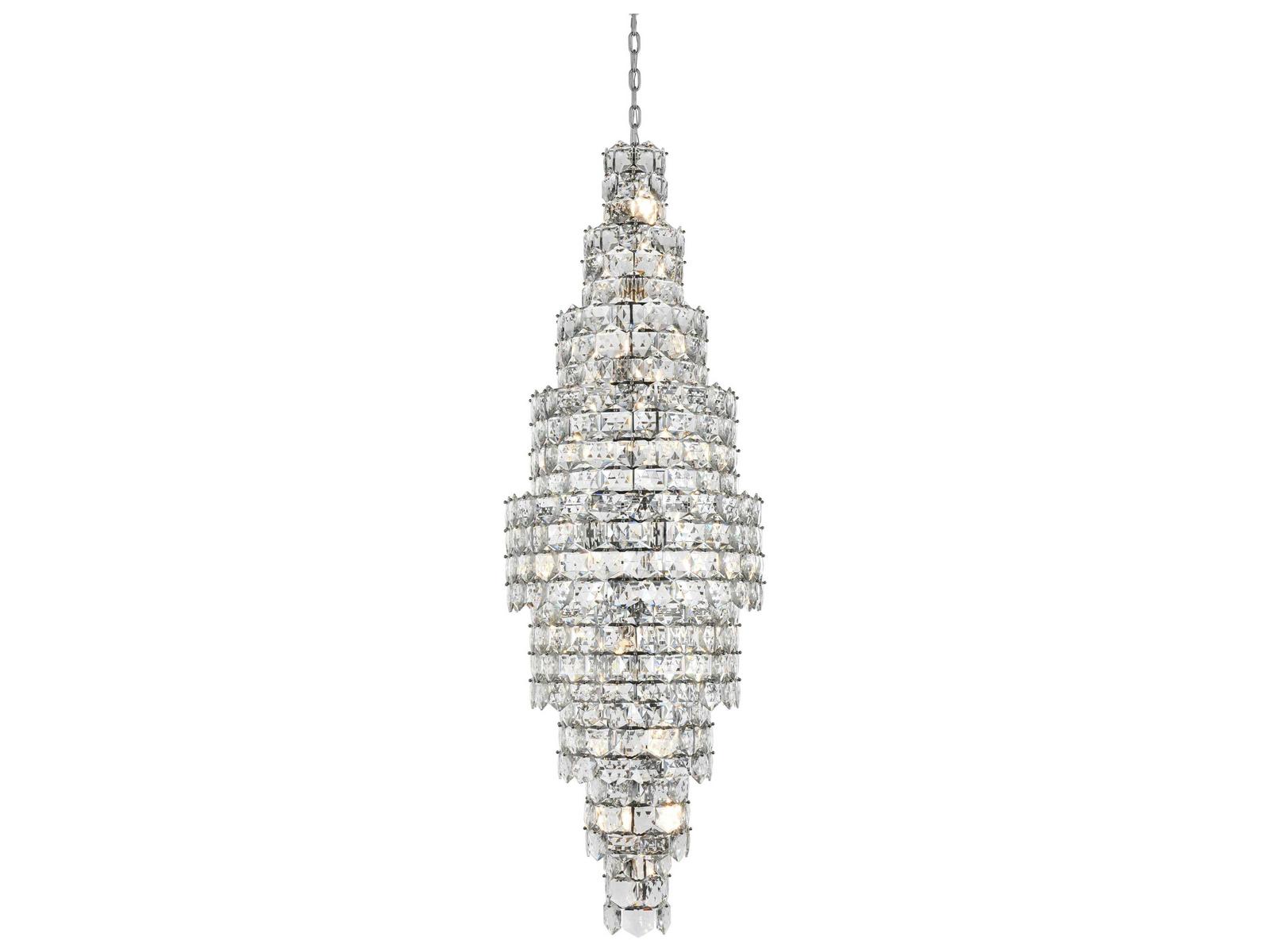 Elegant Lighting 41-Light Adaline Tiered Chandelier in Chrome with Clear Crystal