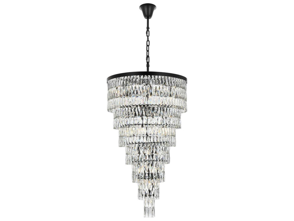 Elegant Lighting Josephine 41-Light Black Tiered Chandelier with Clear Crystal