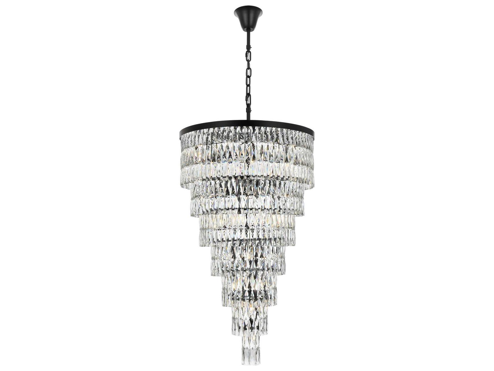 Elegant Lighting Josephine 41-Light Black Tiered Chandelier with Clear Crystal