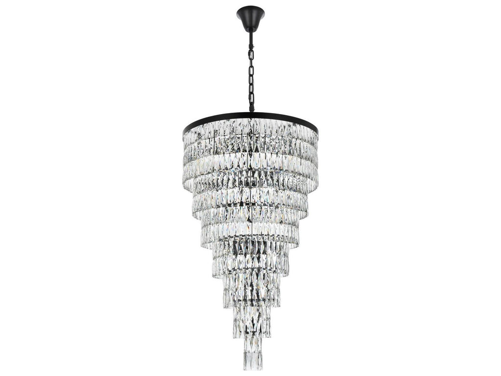 Elegant Lighting Josephine 41-Light Black Tiered Chandelier with Clear Crystal