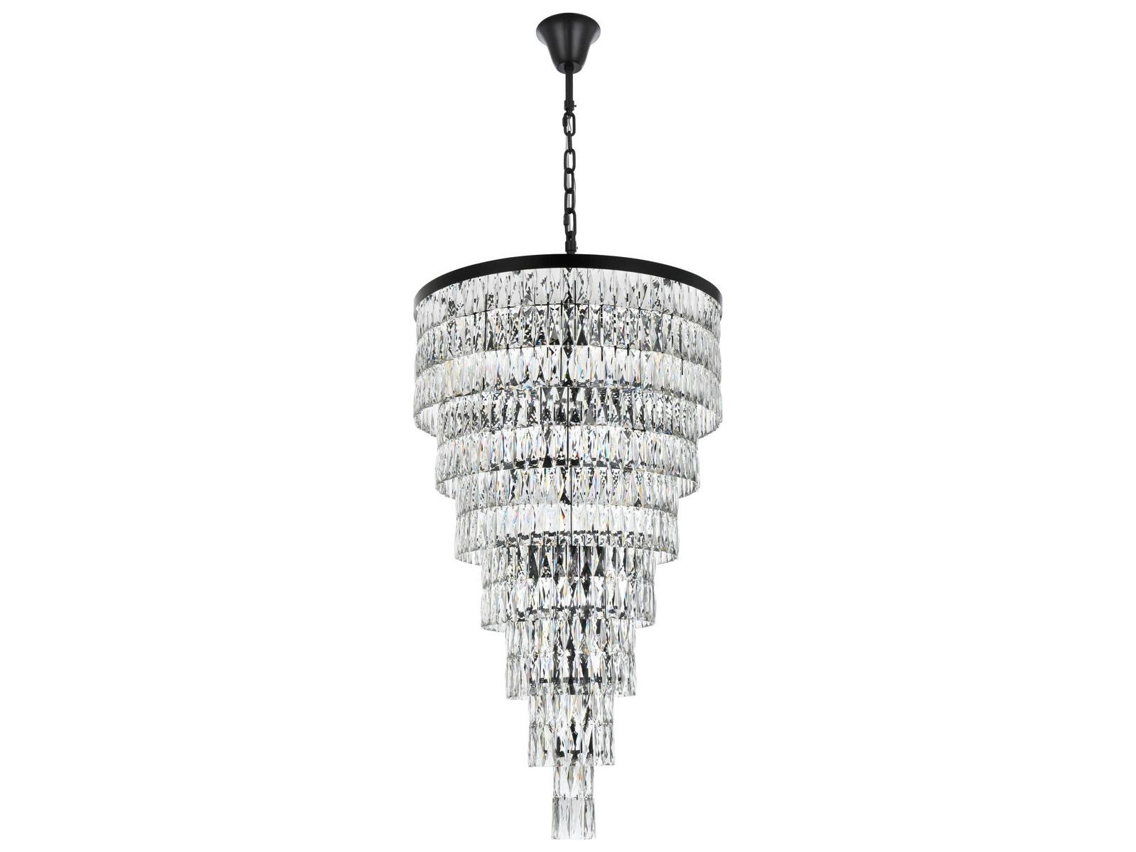 Elegant Lighting Josephine 41-Light Black Tiered Chandelier with Clear Crystal