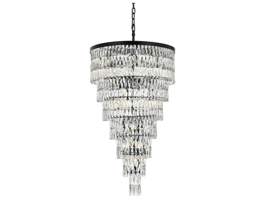 Elegant Lighting Josephine 41-Light Black Tiered Chandelier with Clear Crystal