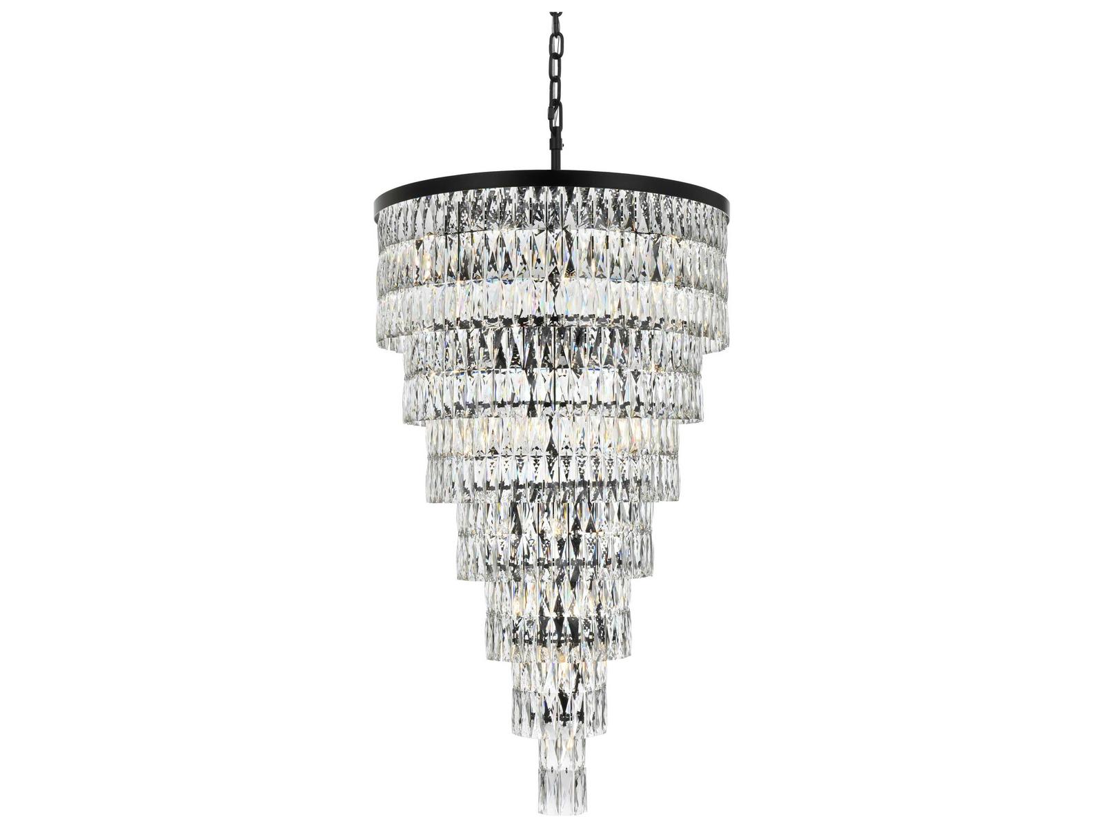 Elegant Lighting Josephine 41-Light Black Tiered Chandelier with Clear Crystal