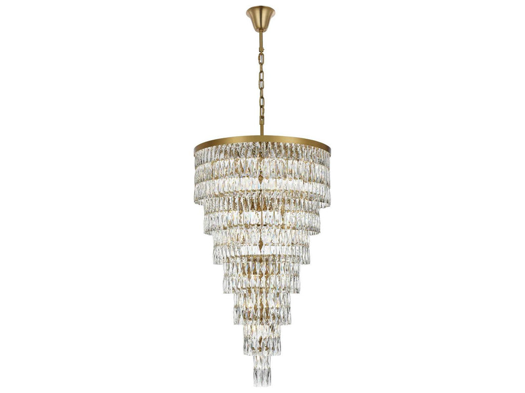 Elegant Lighting Josephine 41-Light Tiered Chandelier in Satin Gold with Clear Royal Cut Crystal