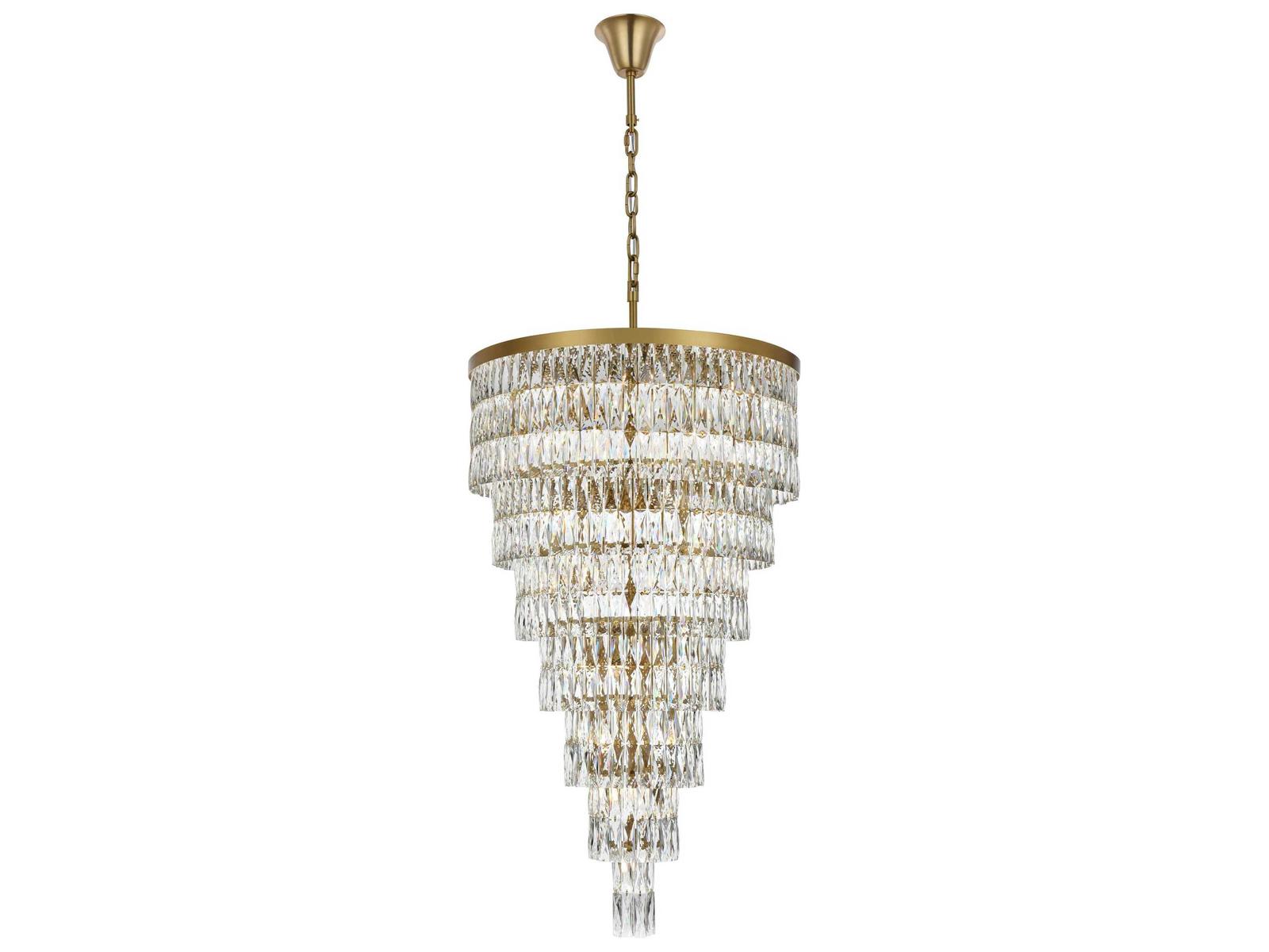 Elegant Lighting Josephine 41-Light Tiered Chandelier in Satin Gold with Clear Royal Cut Crystal