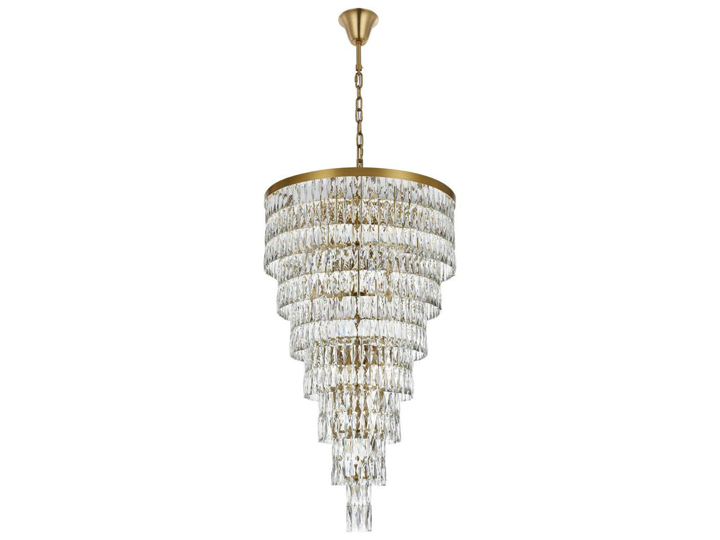 Elegant Lighting Josephine 41-Light Tiered Chandelier in Satin Gold with Clear Royal Cut Crystal
