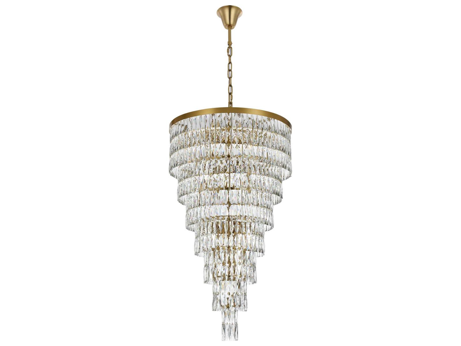 Elegant Lighting Josephine 41-Light Tiered Chandelier in Satin Gold with Clear Royal Cut Crystal