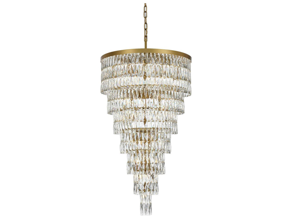 Elegant Lighting Josephine 41-Light Tiered Chandelier in Satin Gold with Clear Royal Cut Crystal