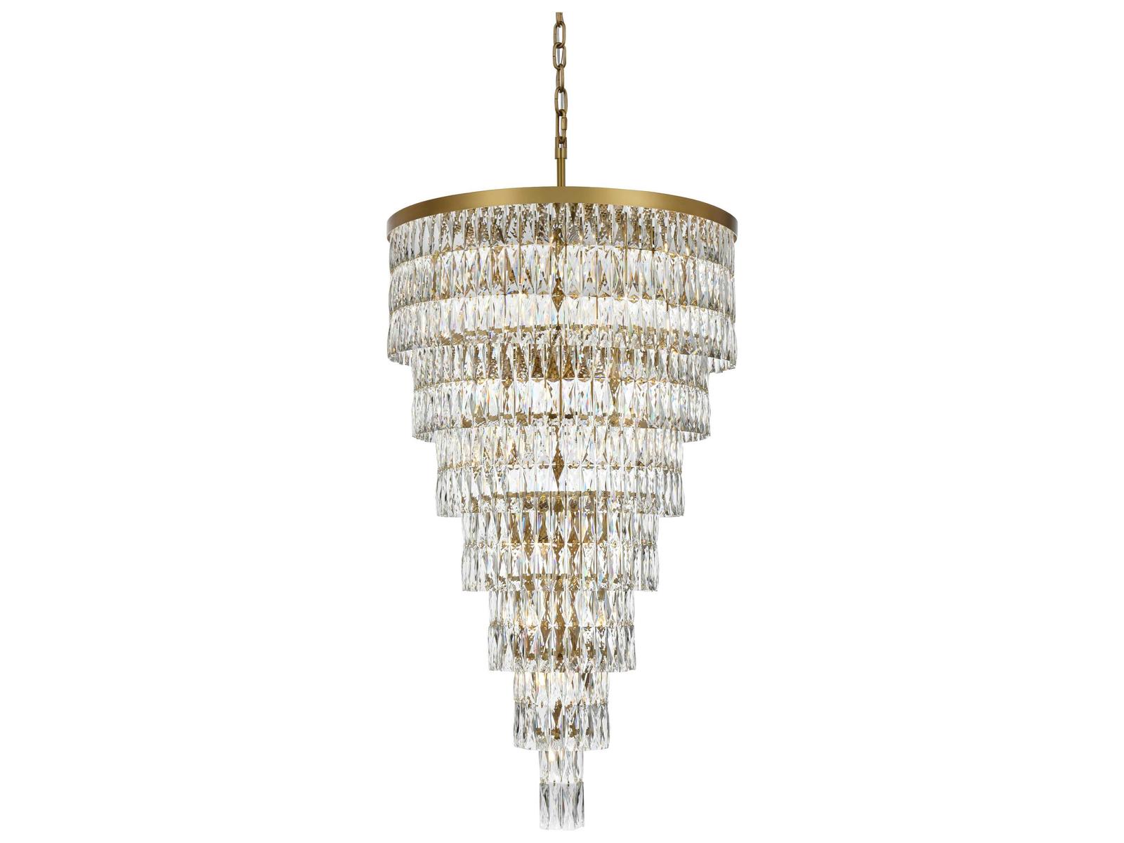 Elegant Lighting Josephine 41-Light Tiered Chandelier in Satin Gold with Clear Royal Cut Crystal
