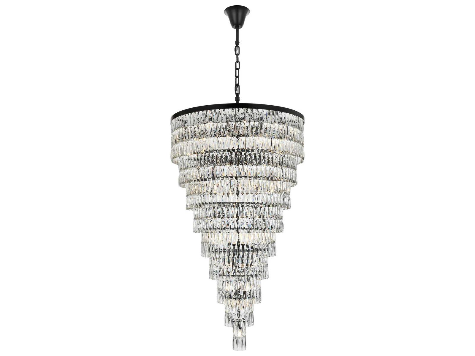 Elegant Lighting Josephine 61-Light Black Tiered Chandelier with Clear Royal Cut Crystal