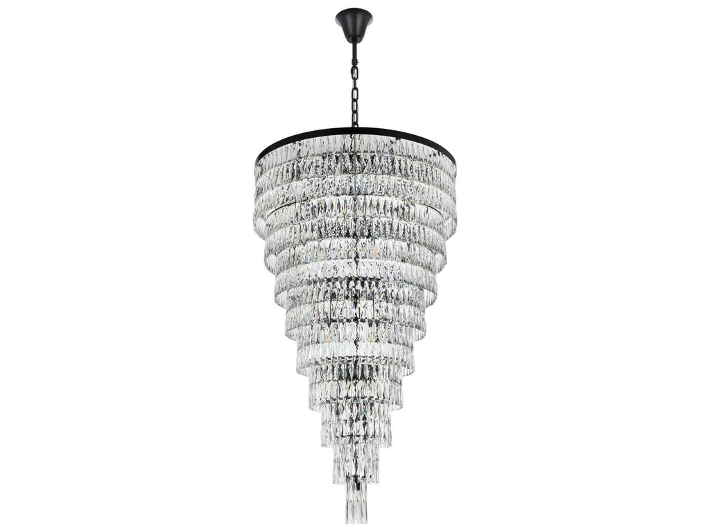 Elegant Lighting Josephine 61-Light Black Tiered Chandelier with Clear Royal Cut Crystal