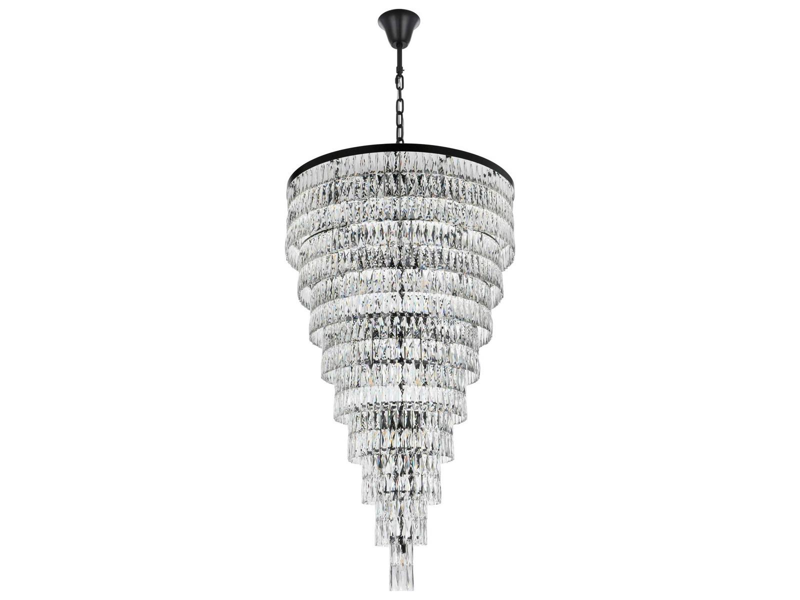 Elegant Lighting Josephine 61-Light Black Tiered Chandelier with Clear Royal Cut Crystal