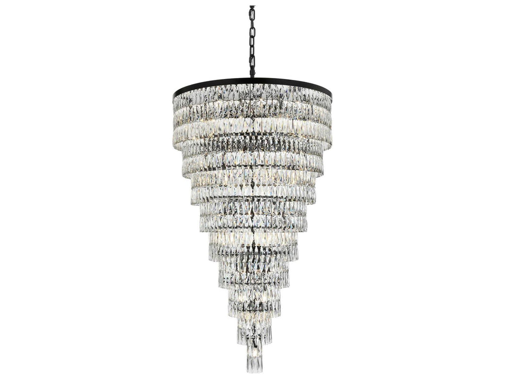 Elegant Lighting Josephine 61-Light Black Tiered Chandelier with Clear Royal Cut Crystal