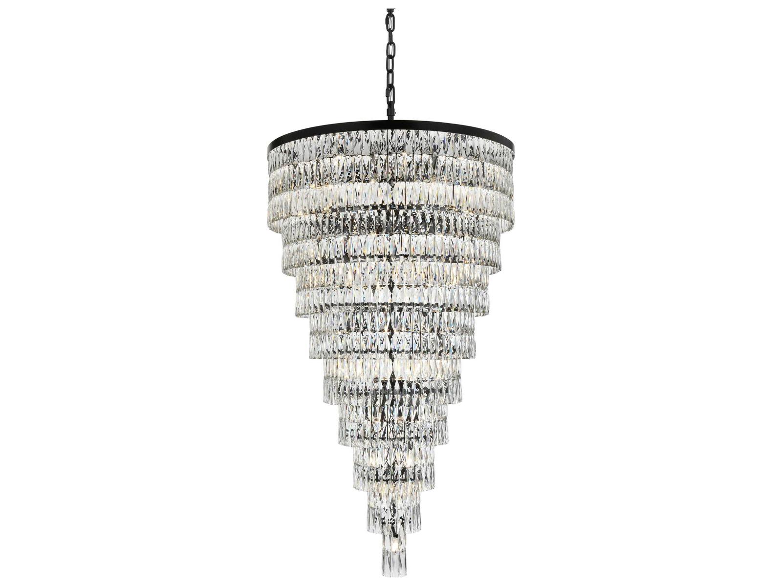 Elegant Lighting Josephine 61-Light Black Tiered Chandelier with Clear Royal Cut Crystal