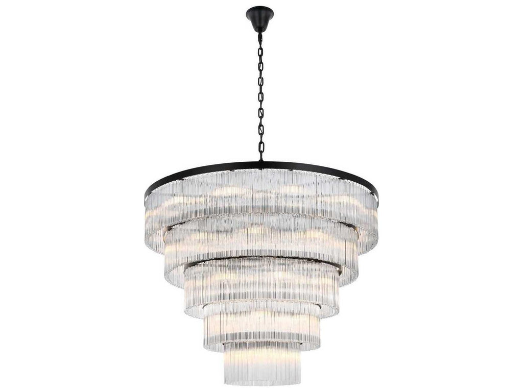 Elegant Lighting Harlow 40-Light Tiered Chandelier in Black with Royal Cut Crystal