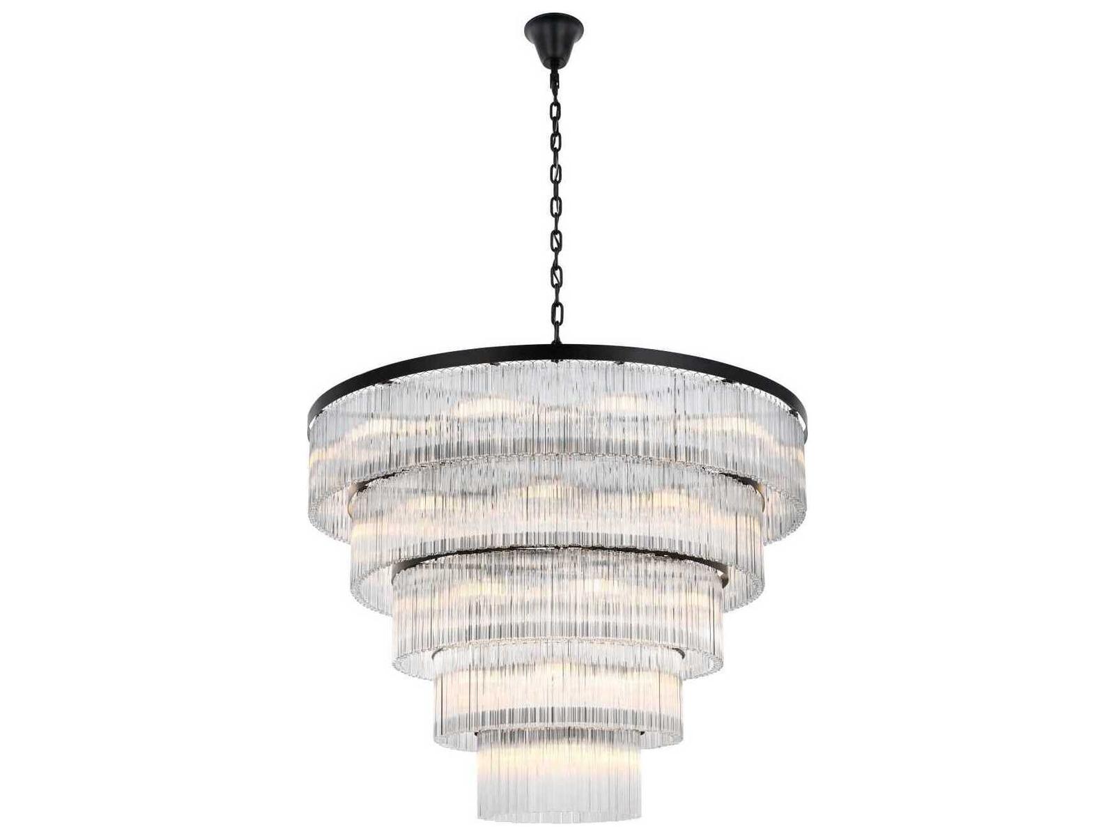 Elegant Lighting Harlow 40-Light Tiered Chandelier in Black with Royal Cut Crystal