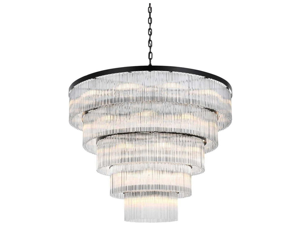 Elegant Lighting Harlow 40-Light Tiered Chandelier in Black with Royal Cut Crystal