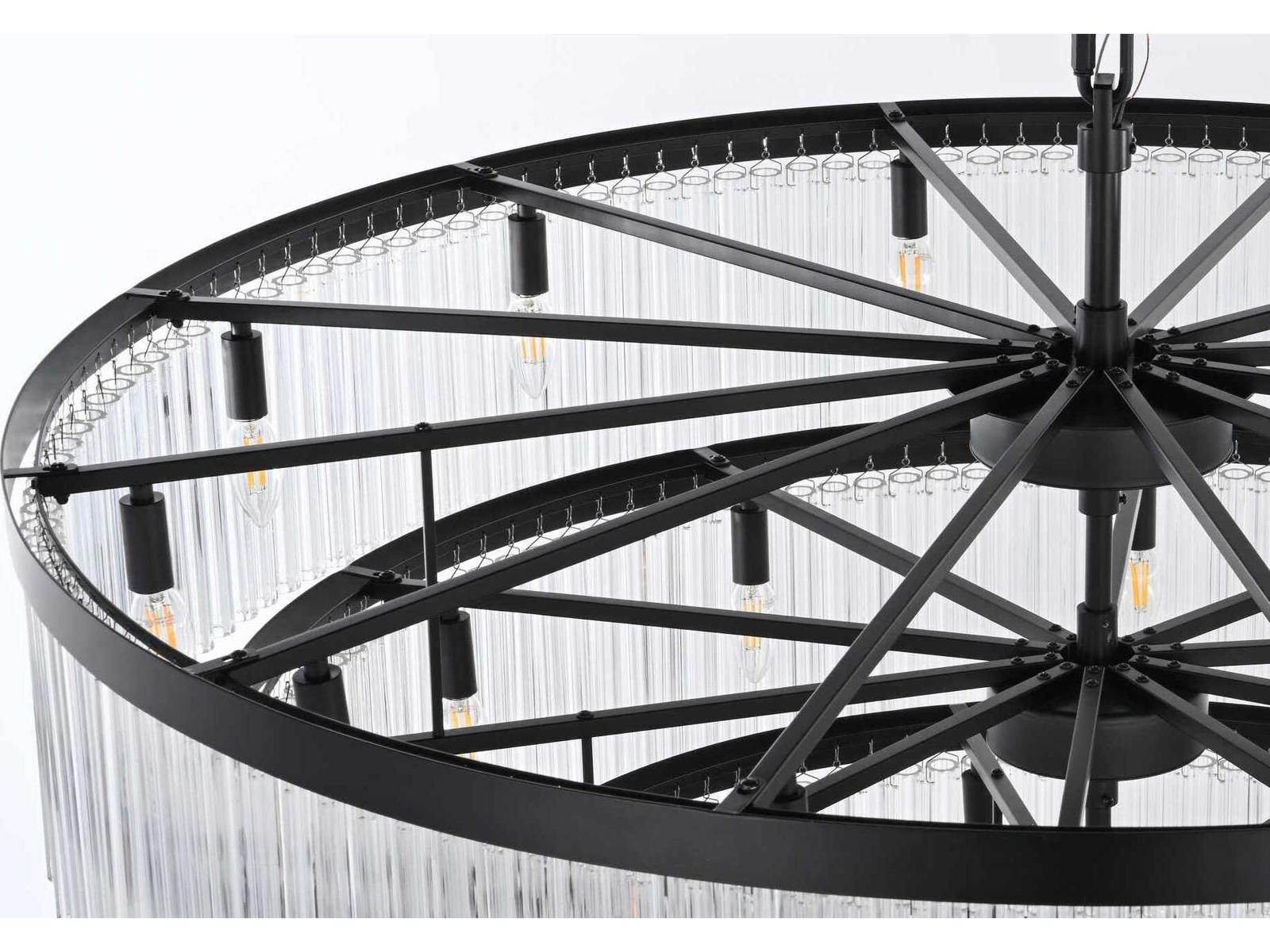 Elegant Lighting Harlow 40-Light Tiered Chandelier in Black with Royal Cut Crystal