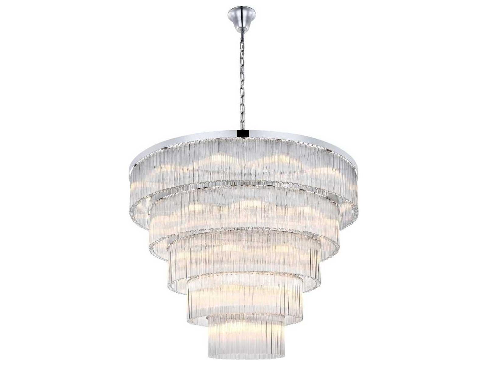 Elegant Lighting 40-Light Harlow Tiered Chandelier in Chrome with Clear Royal Cut Crystal