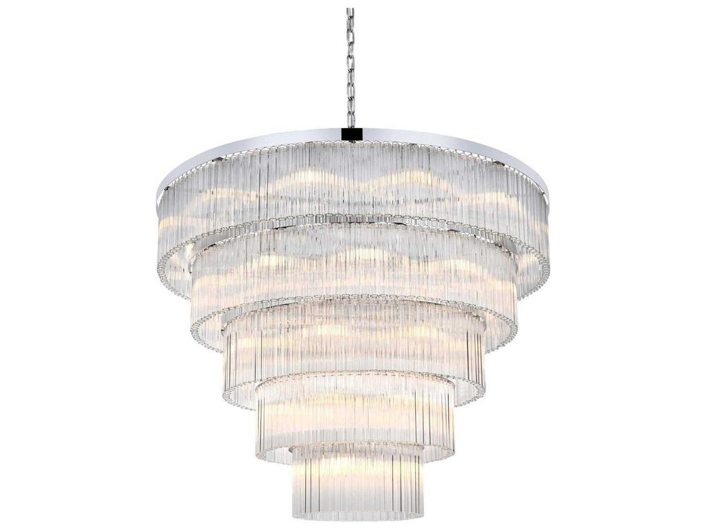 Elegant Lighting 40-Light Harlow Tiered Chandelier in Chrome with Clear Royal Cut Crystal