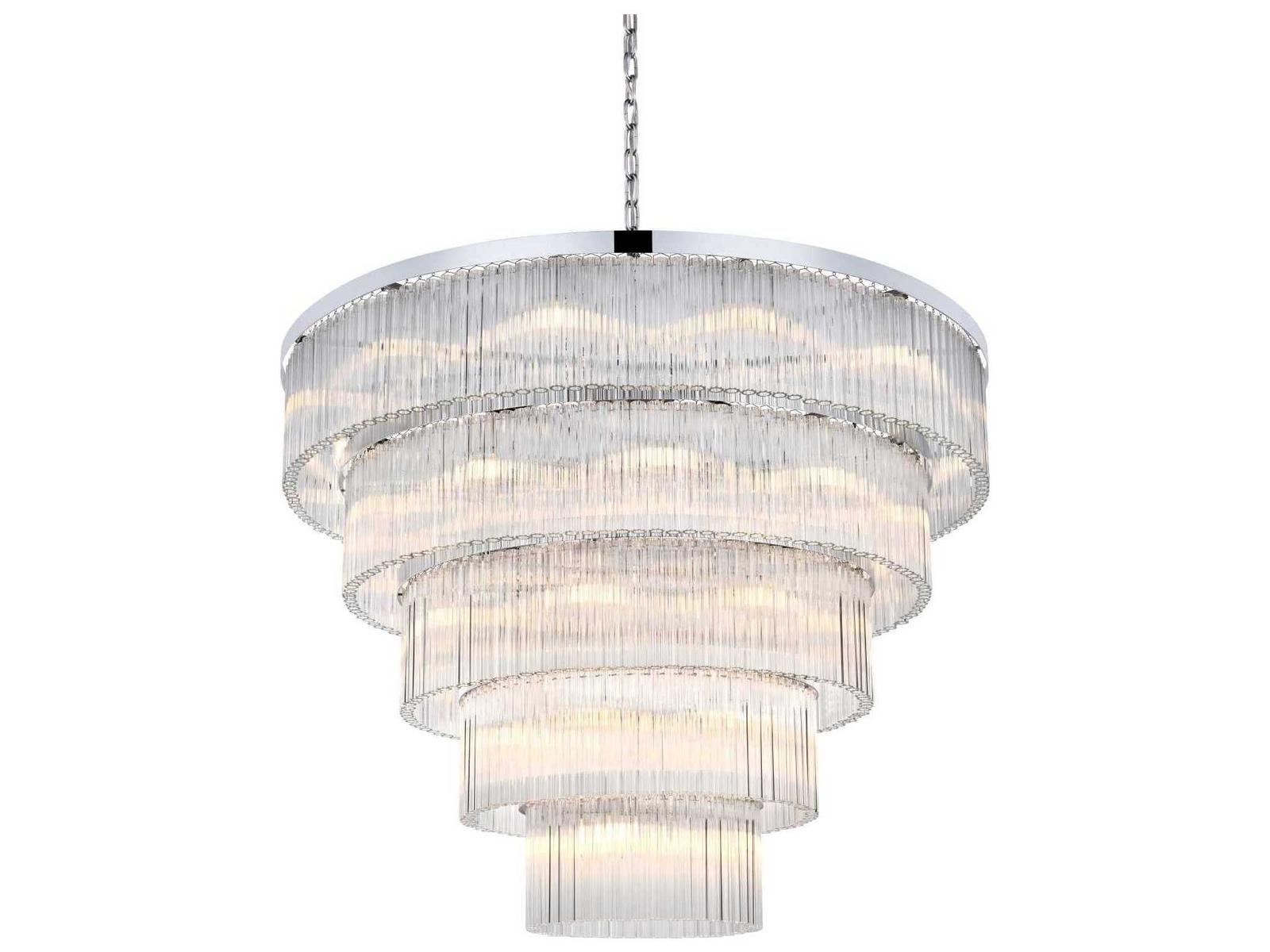 Elegant Lighting 40-Light Harlow Tiered Chandelier in Chrome with Clear Royal Cut Crystal