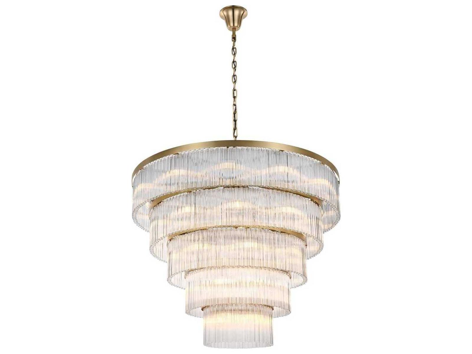 Elegant Lighting Harlow 40-Light Tiered Chandelier in Satin Gold