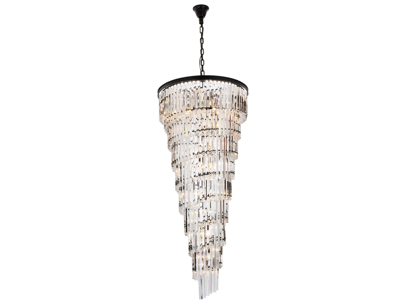 Elegant Lighting Sydney 35-Light Matte Black Tiered Crystal Chandelier