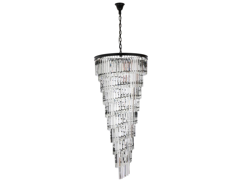 Elegant Lighting Sydney 35-Light Matte Black Tiered Crystal Chandelier